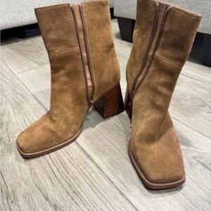 Crown Vintage Tan Suede Heeled Boots
